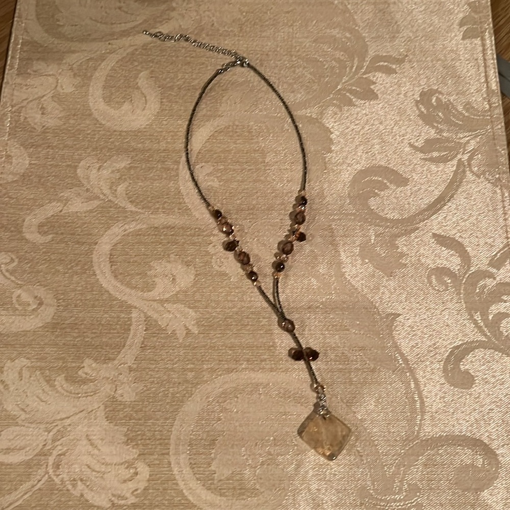 Artisan Brown and Champagne Beaded Pendant Necklace